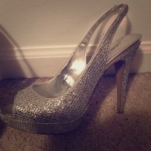 COPY - Wore once! Stunning silver platform sling backs!